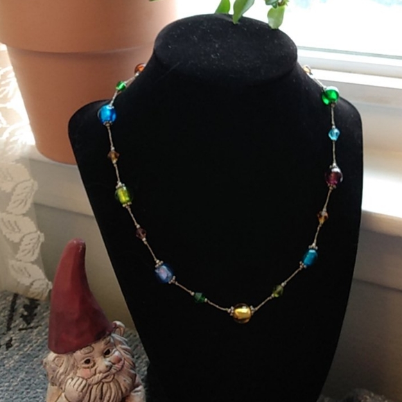 Multicolored Glam Glass Bead Necklace🎩🌼🌿 - Picture 2 of 6